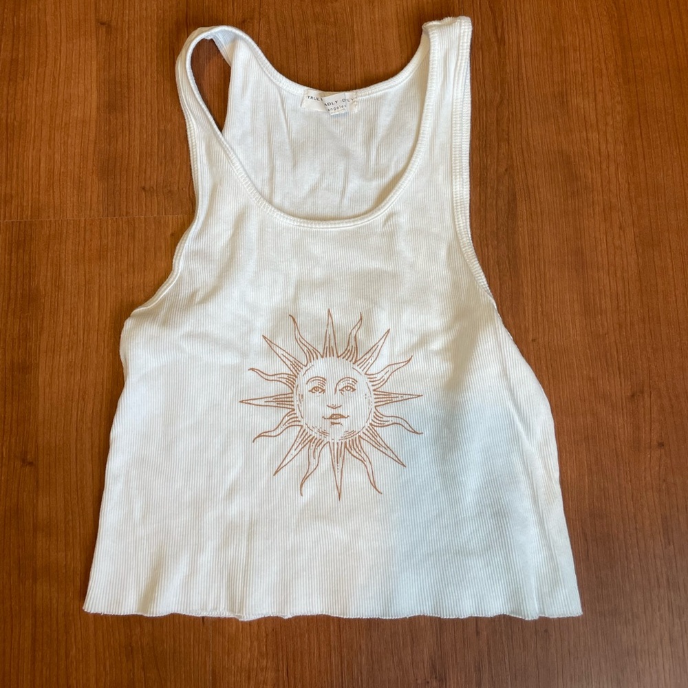 White graphic tank top